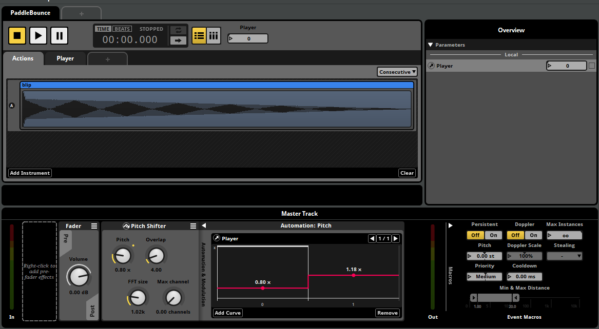 Event parameter setup